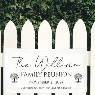 personalised minimal modern white family reunion banner