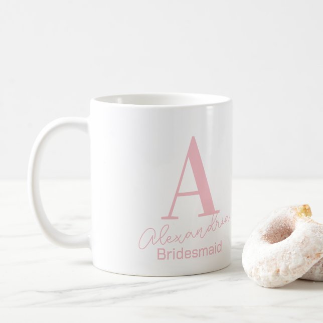 Personalised Minimal Monogram Bridesmaid Coffee Mug (With Donut)