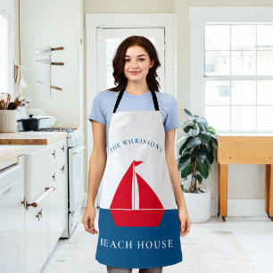 Personalised minimal nautical summer house  apron