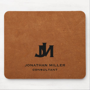 Personalised Minimal Sable Leather Monogram Mouse Pad