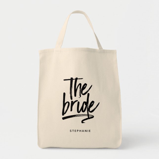 Personalised Minimal The Bride Tote Bag (Front)