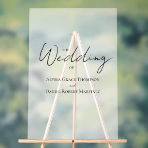 Personalised Minimal Wedding Welcome Frosted Acrylic Sign