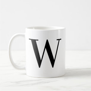 Personalised Minimalist Black Monogram Letter W Coffee Mug
