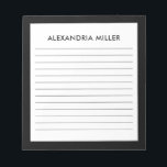 Personalised Minimalist Black Monogram Name Lined Notepad<br><div class="desc">Stay organised and stylish with this personalised black monogram name notepad. Featuring a sleek and minimalist design, this notepad includes lined pages for easy note-taking. The black font on a white background is framed in black for a chic and sophisticated look. Perfect for work or personal use, this notepad makes...</div>