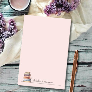 Personalised Minimalist Blush Pink Book Lovers  Post-it Notes