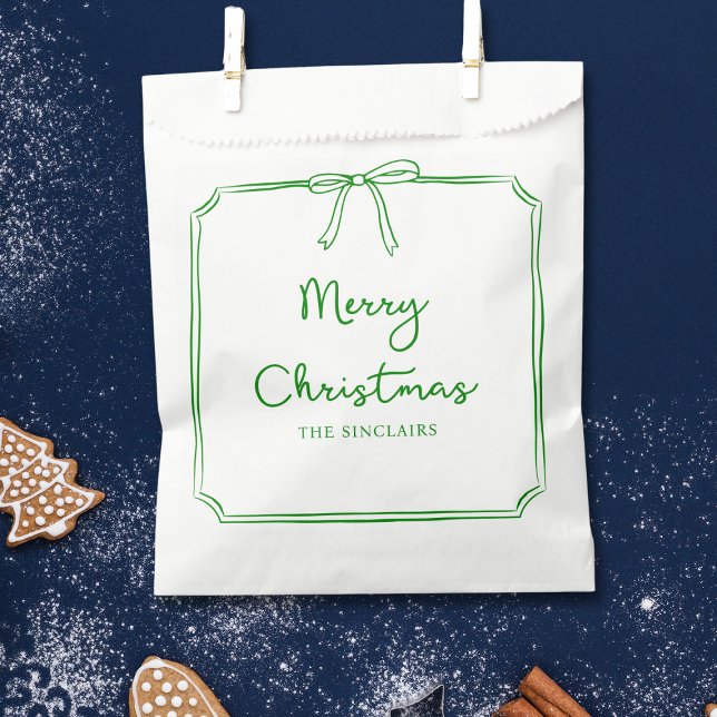 Personalised Minimalist Bow Design Christmas Party Favour Bags (Spread holiday cheer with this custom Christmas gift bag—perfect for treats and small gifts!)