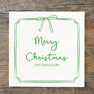 Personalised Minimalist Bow Design Christmas Party Napkin