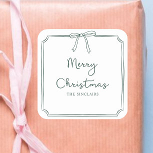 Personalised Minimalist Bow Design Christmas Party Square Sticker
