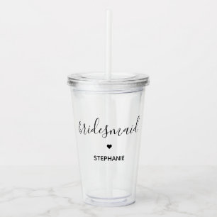 Personalised Minimalist Bridesmaid Custom Gifts Acrylic Tumbler