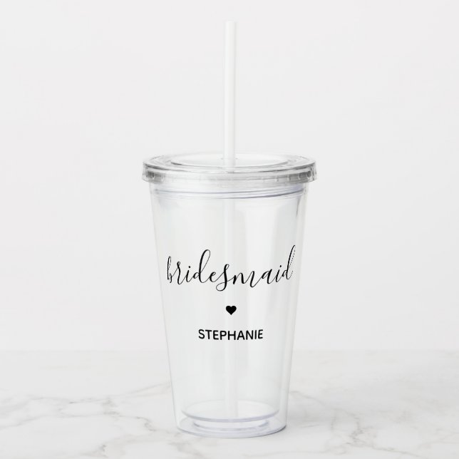 Personalised Minimalist Bridesmaid Custom Gifts Acrylic Tumbler (Front)