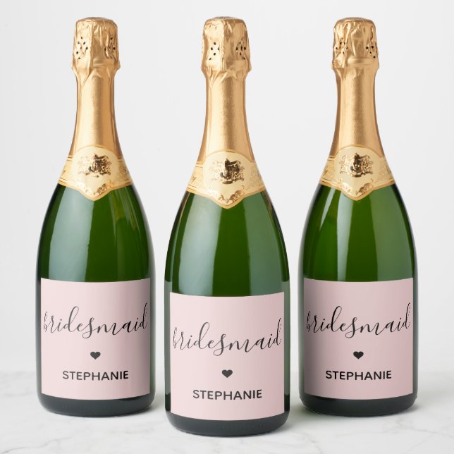 Personalised Minimalist Bridesmaid Custom name Sparkling Wine Label (Bottles)
