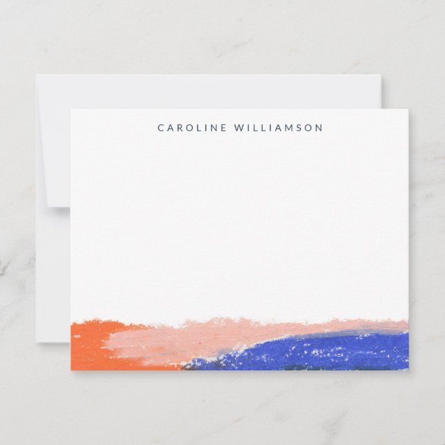 Personalised Minimalist Brushstroke Orange Blue Card (Front)