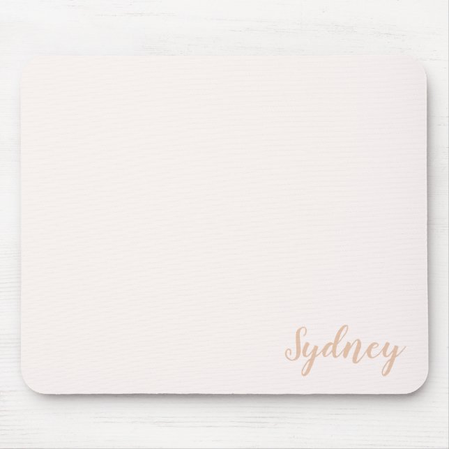 Personalised Minimalist Calligraphy Name Blush Tan Mouse Pad (Front)
