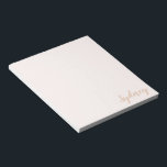 Personalised Minimalist Calligraphy Name Blush Tan Notepad<br><div class="desc">Personalised Minimalist Calligraphy Name Blush Tan Notepad</div>