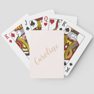 Personalised Minimalist Calligraphy Name Blush Tan Playing Cards