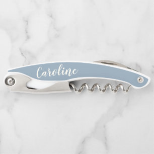Personalised Minimalist Calligraphy Name in Blue Corkscrew