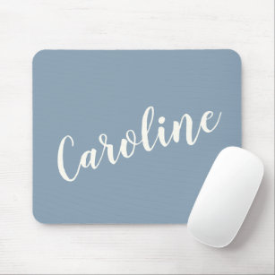 Personalised Minimalist Calligraphy Name in Blue   Mouse Pad