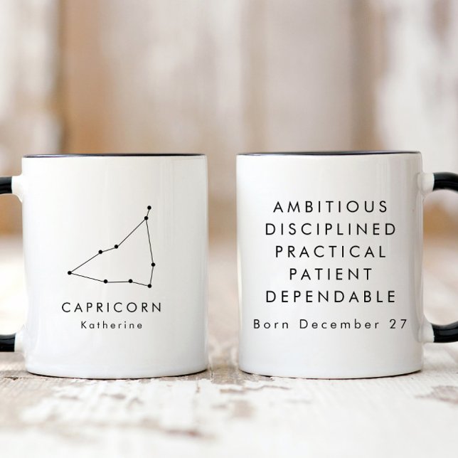 Personalised Minimalist Capricorn Zodiac Sign Mug (Creator Uploaded)
