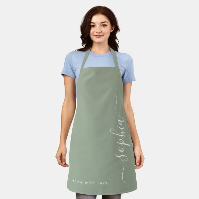 Personalised Minimalist Custom Name  Apron (Worn)