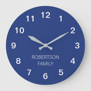 Personalised Minimalist Dark Blue Wall Clock