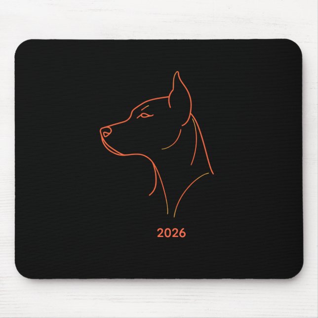 Personalised Minimalist Doberman Line Art Desk Mat Mouse Pad (Front)