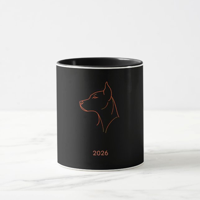 Personalised Minimalist Doberman Line Art Mug (Center)