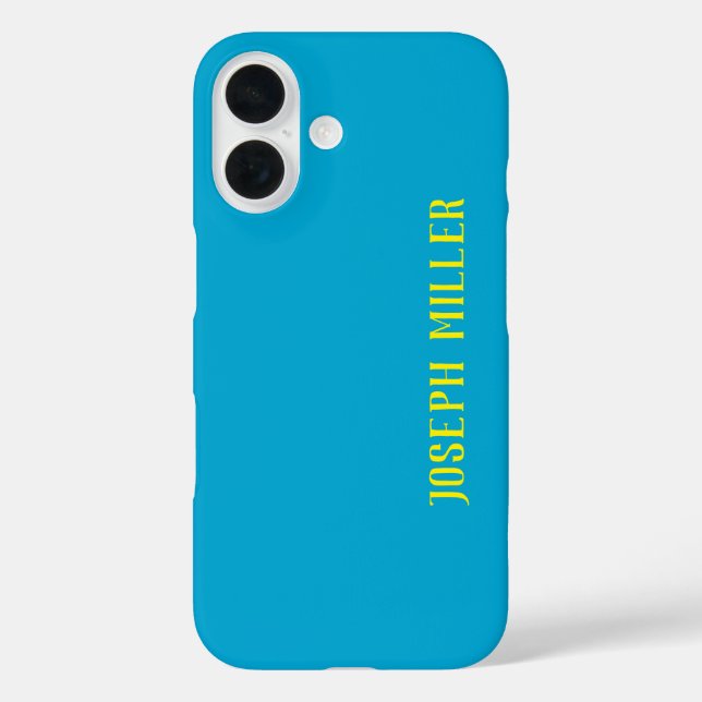 Personalised Minimalist, Elegant Blue and Yellow Case-Mate iPhone Case (Back)