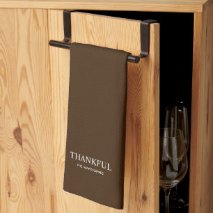 Personalised Minimalist Elegant Brown Thankful Tea Towel