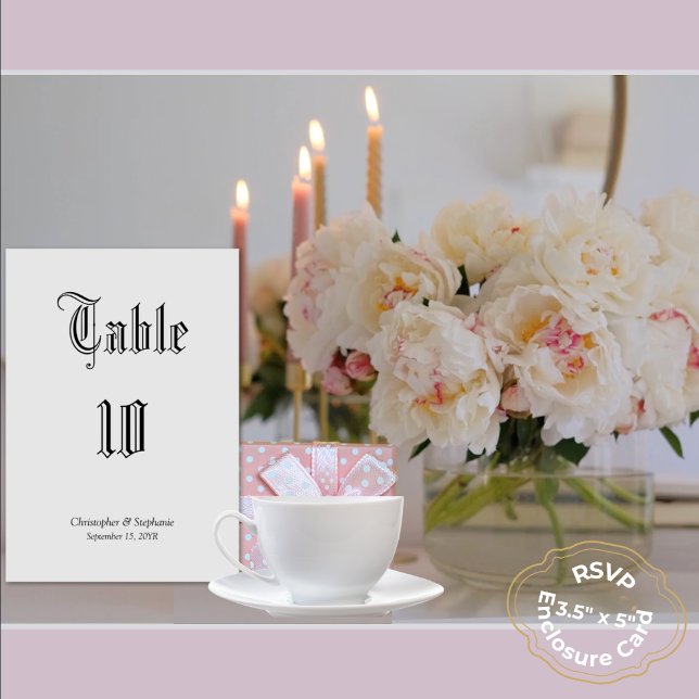 Personalised Minimalist Elegant Newspaper Style  Table Number (Unique Chic Gray Newspaper Style Wedding Table Numbers Black Calligraphy)