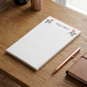 Personalised Minimalist Floral Lined Monogram Name Post-it Notes