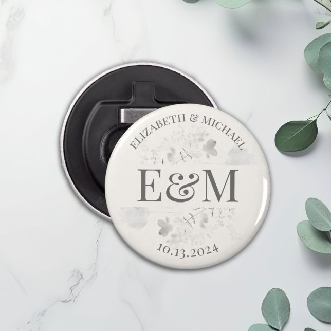 Personalised Minimalist Floral Wedding Favour Bottle Opener (Creator Uploaded)