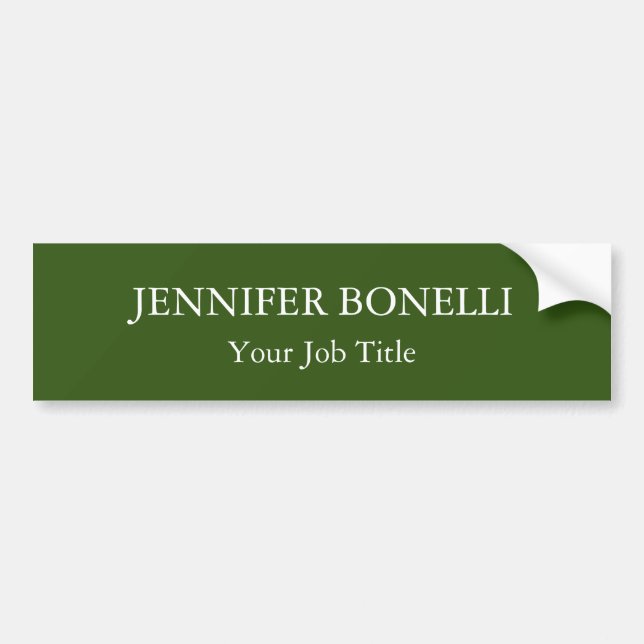 Personalised minimalist forest green customised bumper sticker (Front)