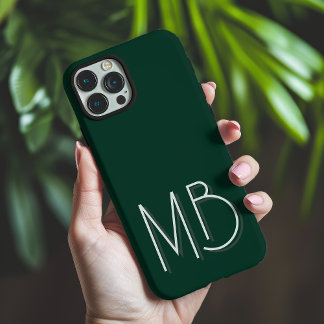 Personalised Minimalist Forest Green Monogram iPhone 16 Pro Max Case