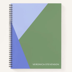 Personalised Minimalist Geometric Purple Green  Notebook