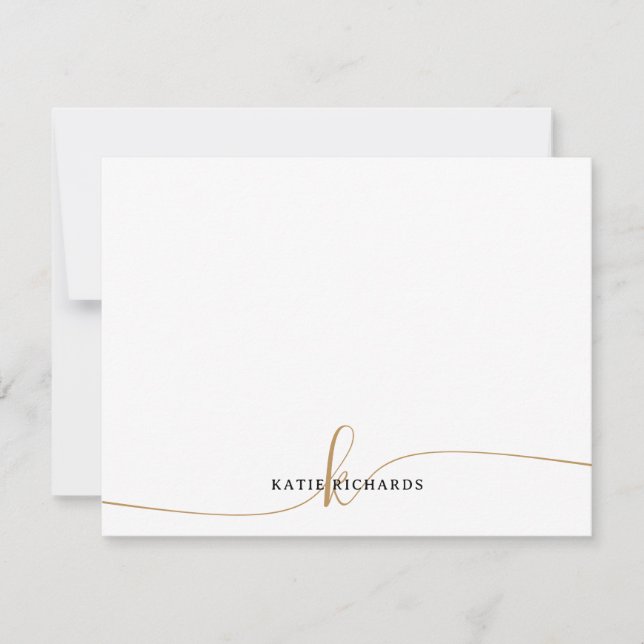 Personalised Minimalist Gold Note Card (Front)