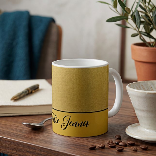 Personalised Minimalist Gold Texture Script Name Coffee Mug (Creator Uploaded)