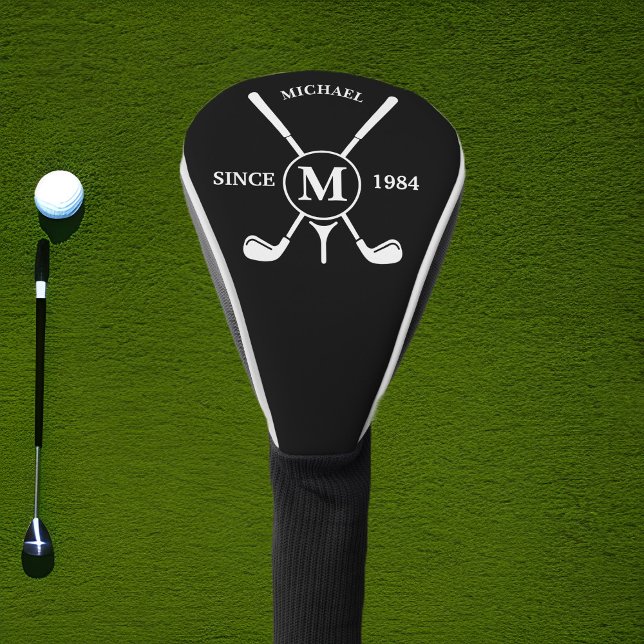 Personalised Minimalist Golf Monogram Black Head Cover (Creator Uploaded)