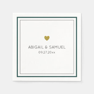 Personalised Minimalist Green White Wedding Napkin