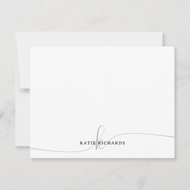 Personalised Minimalist Grey Note Card (Front)