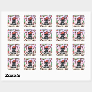 Personalised Minimalist Holiday Cat's Gifts Square Sticker