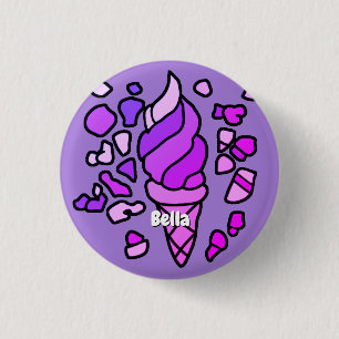 Personalised minimalist ice cream 3 cm round badge