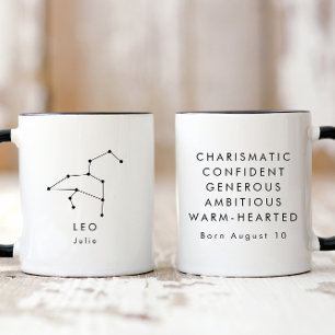 Personalised Minimalist Leo Zodiac Sign Mug