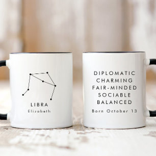 Personalised Minimalist Libra Zodiac Sign Mug