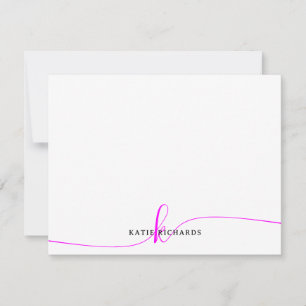 Personalised Minimalist Magenta Pink Note Card