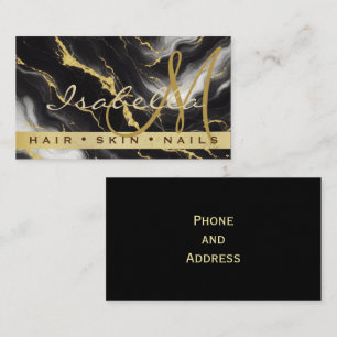 Personalised Minimalist Modern Black Gold Marble Business Card