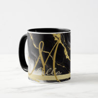 Personalised Minimalist Modern Black Gold Marble