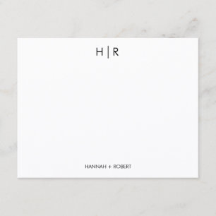 Personalised Minimalist Modern Simple Monogram Thank You Card