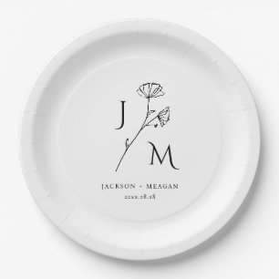 Personalised Minimalist Monogram Paper Plate