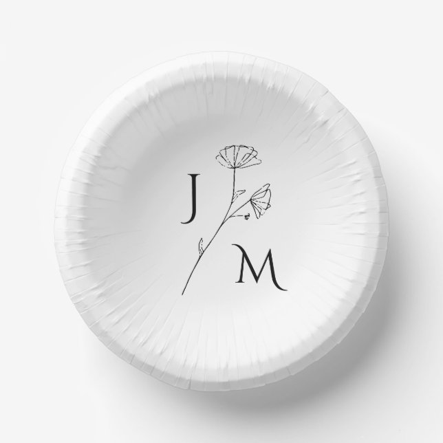 Personalised Minimalist Monogram Paper Plate (Front)