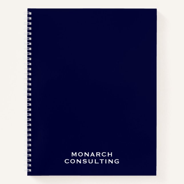 Personalised Minimalist Navy Blue Business Notebook (Front)